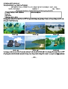 Đề kiểm tra 15p Tin học lớp 9 - Năm học 2015-2016 - Trường THCS Mỹ Bình